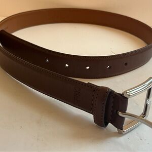 Men’s Chaps Dark Brown Leather Belt with Silver Buckle